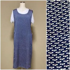 よろけ縞柄の地紋に梅模様づくしの正絹小紋　バッククロスエプロン　Aライン