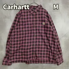 カーハート チェックシャツ 長袖 紫 M 伸縮性のある素材【く042】のサムネイル