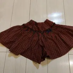 familiar フリル付きキュロット 100cm 赤・緑チェック