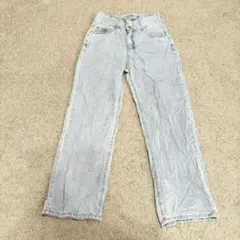 ストレートデニム ジーンズ　ハイウエスト　ライトブルー【28】