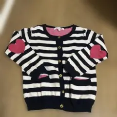 グローバルワーク　ボーダー柄ハート肘当てカーディガン　S
