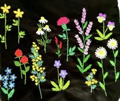 刺繍ハンドメイドトートバッグ　花柄バッグ　刺繍ハンドメイド　トートバッグ　バッグ