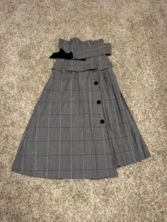 [お値下げ可能] SNIDELチェック柄ウエストベルト付きロングスカート