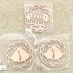 クリスマス 木製 オーナメント 3個セット 未使用　教会　ベル