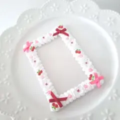 ホイップトレカケースデコ　さくらんぼ　赤　ピンク　Ｂ8サイズ　リボン