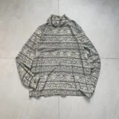 vintage シルク100% 長袖シャツ イタリア製 総柄 レース柄 上質