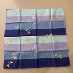 トンボ刺繍 青紫 薄紫 風呂敷 ハンカチ