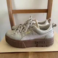 【24〜24.5】PUMAプーマ厚底スニーカー ベージュ.ブラウン