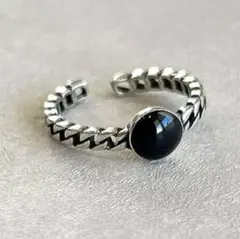 silver925 ブラックチェーンリング　シルバー925