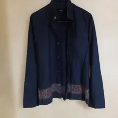 INED HOMME 長袖シャツ 裾刺繍 ネイビー フリーサイズのサムネイル