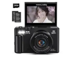 【美品】5K デジタルカメラ 18倍ズーム WiFi 自撮り 16GB