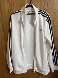 adidas アディダス刺繍 ロゴトラックジャケットジャージ　白　XL