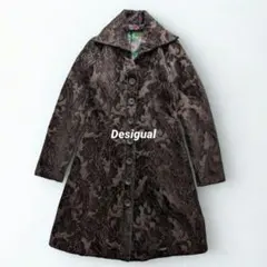希少 美品 Desigual デシグアル 刺繍 花柄 コート ジャガード