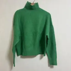 【美品】ZARA ザラ S タートルネックニット ハイネックニット グリーン