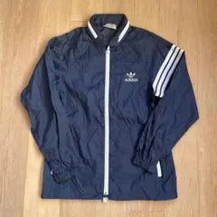 デサント製 adidas ナイロンジャケット L y2k テック 紺 白 - メルカリ