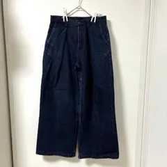 【GU】 ダークデニム ワイドパンツ ハイウエスト　XL、3-14