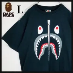 【人気デザイン】アベイシングエイプ シャーク 半袖Tシャツ L ブラック 黒