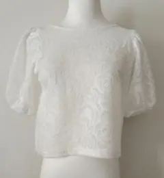 新品タグ付き！RETRO GIRL花柄レース パフスリーブ フリーサイズ#t6のサムネイル