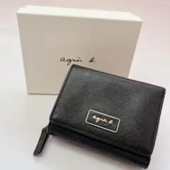 箱.保証書付✨ アニエスベー 財布 三つ折り コンパクトウォレット ブラック
