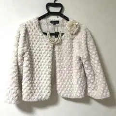 GALLORIA アイボリー ファー風　ボレロ M ネックレス付き