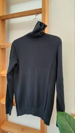 UNIQLO エクストラファインメリノタートルネックセーター S ネイビー
