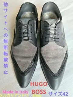 HUGO BOSS ボス ドレス シューズ ブラック レザー 革 イタリ 結婚式のサムネイル