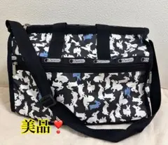 美品！LeSportsac うさぎ柄 2way ボストンバッグ　白黒青モノトーン