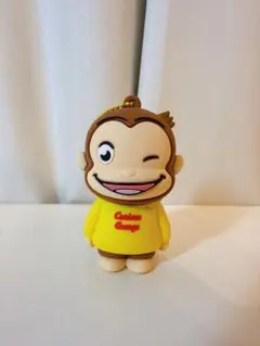 おさるのジョージ デフォルメフィギュアキーホルダー 黄色パーカー ウィンク