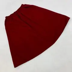 アースミュージック＆エコロジー フレア スカート ボルドー無地ミディ丈ウエスト