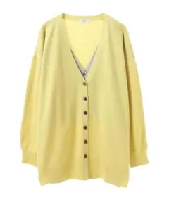 レイヤード風ニットカーディガン ライムグリーン アースミュージック＆エコロジー