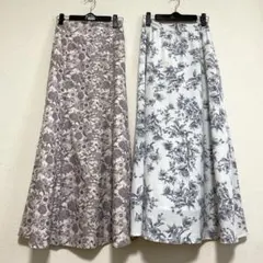 【２種類セット】 花柄フレアスカート　ロングスカート