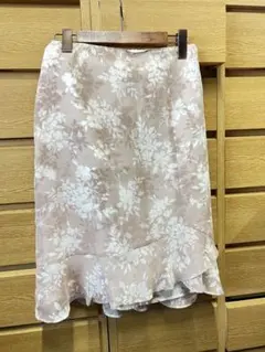 【美品】組曲 花柄シフォンスカート ピンク フレア 上品 きれいめ M
