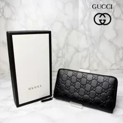 511 美品 GUCCI シマ 黒 長財布 ラウンドファスナー GG柄 c2