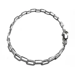 3mm Silver Trombone Link Chain Bracelet