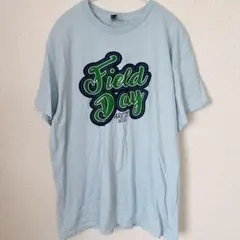 ギルダン 半袖Tシャツ L ライトブルー アメカジ プリント カレッジロゴ 古着