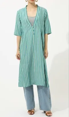 AZUL BY MOUSSY リネン混マルチストライプガウンのサムネイル