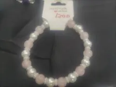 天然石ハンドメイド ピンクホワイトブレスレット