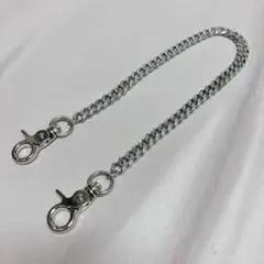 シルバー 喜平 ウォレットチェーン ダブルクリップ レバーナスカン　銀色 アクセ