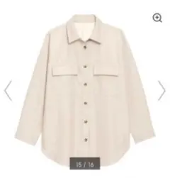 GU フェイクレザーダブルポケットシャツ ベージュ