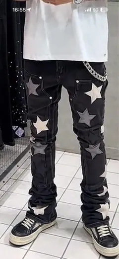 GUAPI スターパッチ デニムパンツ ブラック サイズ28 - メルカリ