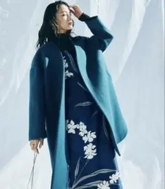 Mila Owen ノーカラーコート ウール ロングコート