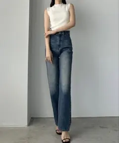 Louere ハイウエスト ストレートデニム