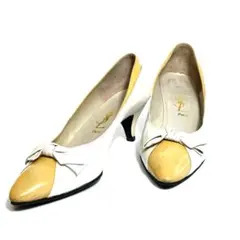 0234 Yves Saint Laurent パンプス バイカラー リボン