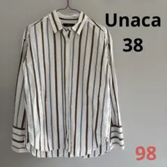 Unaca アナカ ストライプシャツ ホワイト ブラウン Mのサムネイル