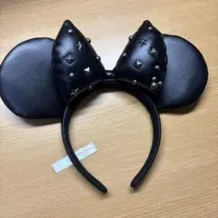 スタッズ付きブラックミッキーマウス耳カチューシャ