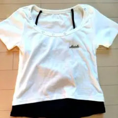 【lNGNl】レイヤード風 半袖Tシャツ ホワイト×ブラック