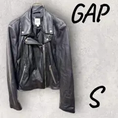 GAP ブラック レザー ライダースジャケット S