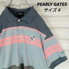 メンズ☆パーリーゲイツ　ポロシャツ　半袖　日本製　ゴルフウェア人気　ボーダー　4