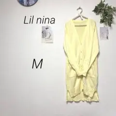 11614- Lil nina ロングカーディガン M 無地 コットン レーヨンのサムネイル