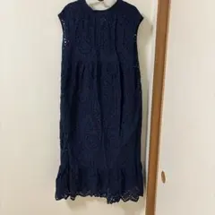 アーバンリサーチ　ネイビー刺繍入り半袖ロングワンピース